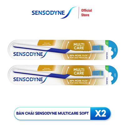 Bộ 2 Bàn chải đánh răng SENSODYNE Multicare Soft với lông bàn chải mềm, làm sạch răng toàn diện, bảo vệ nướu