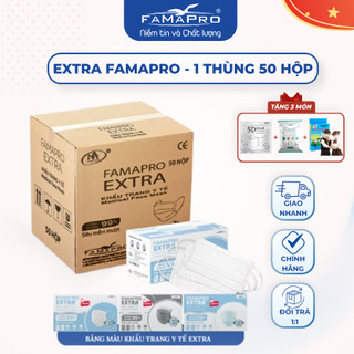 [THÙNG EXTRA] Khẩu trang Y tế 4 lớp Extra Famapro Nam Anh 50 hộp/thùng