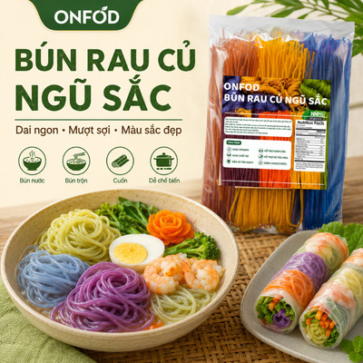 Bún gạo lứt rau củ ngũ sắc healthy ONFOD ăn kiêng giảm cân eat clean cho người tiểu đường, gym, yoga, mẹ bầu