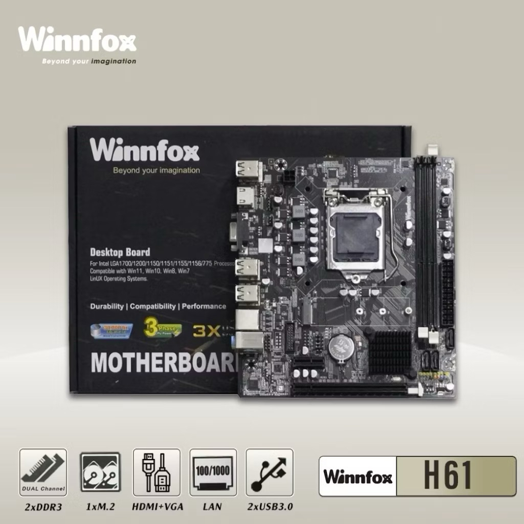 Main Winnfox H61 H81 H110 H310 socket 1155 1150 1151 1151-v2 new BH24 tháng