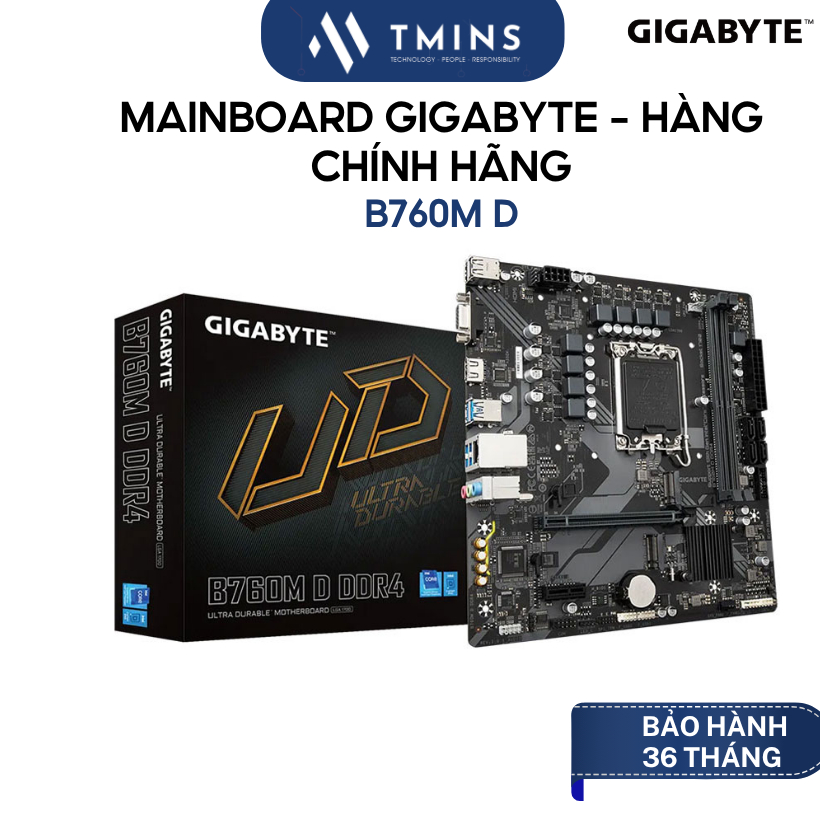 Main Gigabyte B760M D DDR4 - M-ATX - Intel LGA 1700 - Intel B760 - Hàng chính hãng
