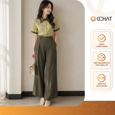 Set Đồ Nữ 𝐂𝐂𝐇𝐀𝐓 Dáng Suông Viona Cạp Trang Trí Trẻ Trung Chất Liệu Tuytsi Cao Cấp 16BNS2050ST