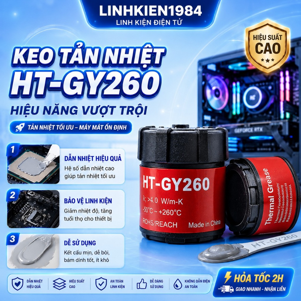 (5 Hũ) Kẻo tản nhiệt cho CPU làm mát chip cho máy tính PC, laptop Keo dạng hũ (HM501)