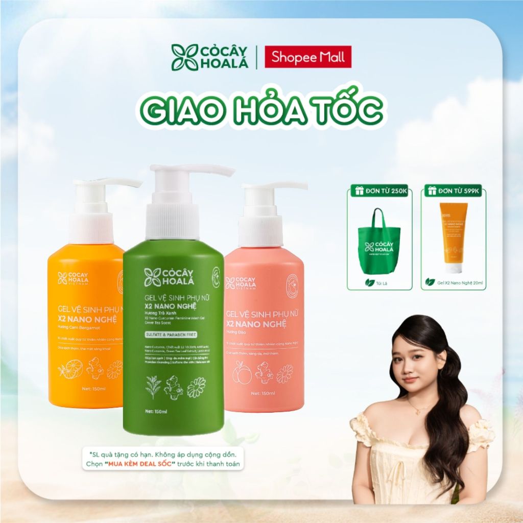 [HỎA TỐC] Dung Dịch Vệ Sinh Cỏ Cây Hoa Lá Gel x2 Nano Nghệ Làm Sạch 150ml Cho Mẹ Bầu