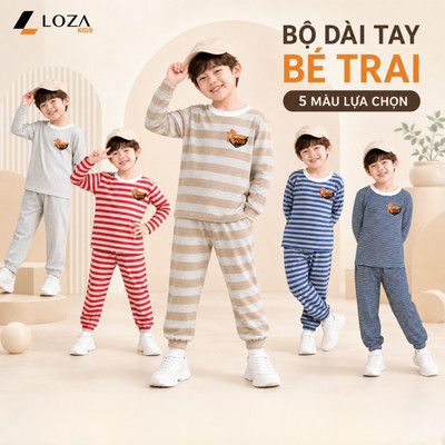 Bộ kẻ bé in hình Gấu LOZA từ 15-40kg Loza Mã-KE711