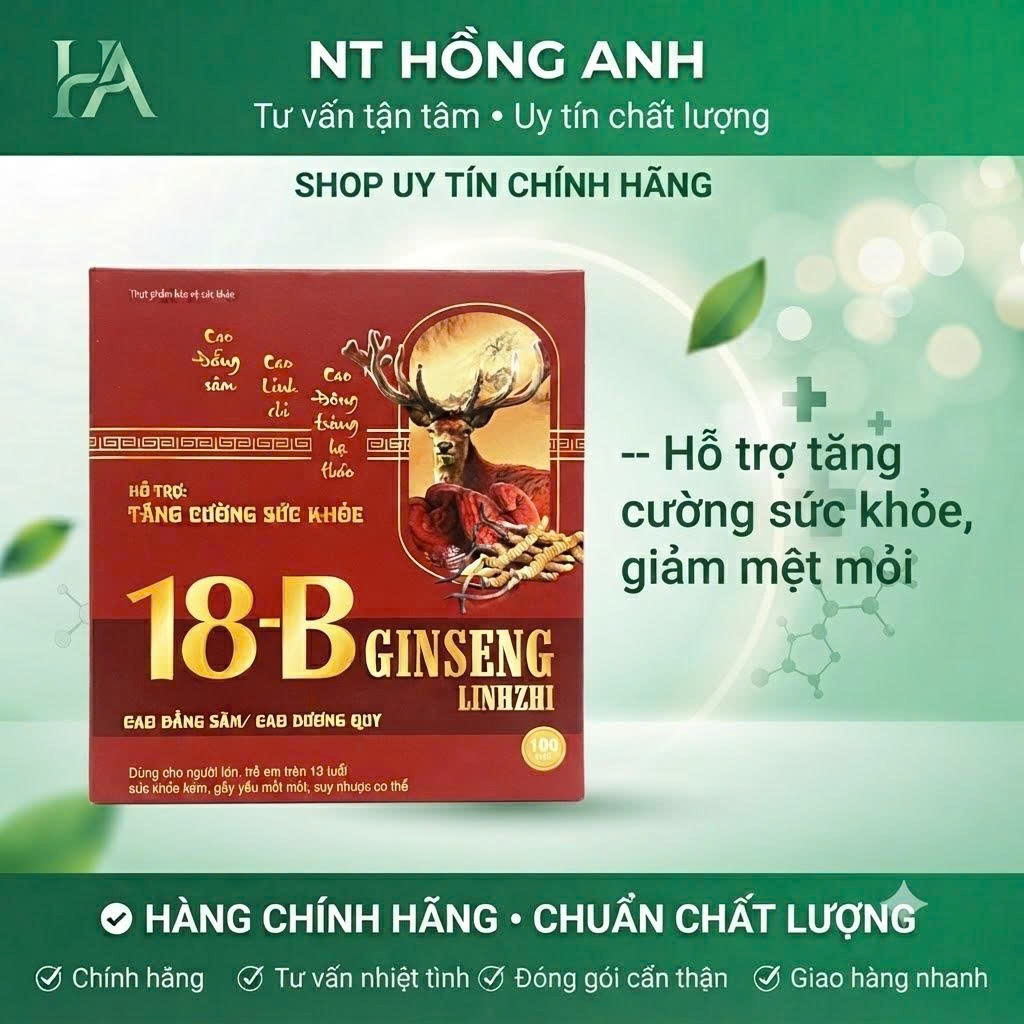 Hỗ Trợ Tăng Cường Sức Đề Kháng 18B Ginseng Linhzhi Vinaphar (H/100v) (Mẫu Ngẫu Nhiên)