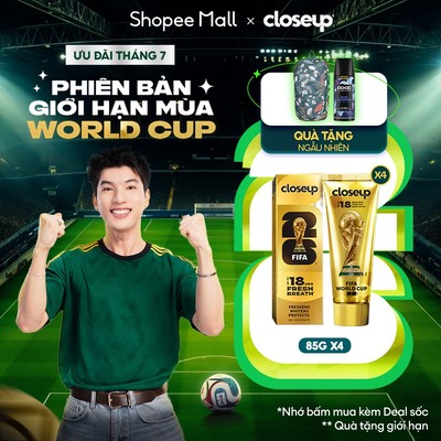 [MỚI] Combo 4 Kem đánh răng Closeup phiên bản giới hạn FIFA World Cup 2026 85g - Thơm mát dát vàng mọi đường bóng 