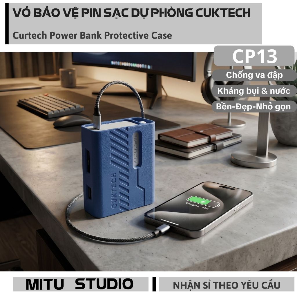 Vỏ Bảo Vệ Pin Dự Phòng Cuktech CP13 PB100S 10000mAh Có Khe Để Dây Sạc Chống Trầy Chống Va Đập - Giá 