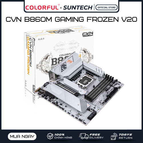 Mainboard COLORFUL CVN B860M GAMING FROZEN V20 | Intel B860, LGA 1851, Full White, DDR5, PCIe 5.0, Đ