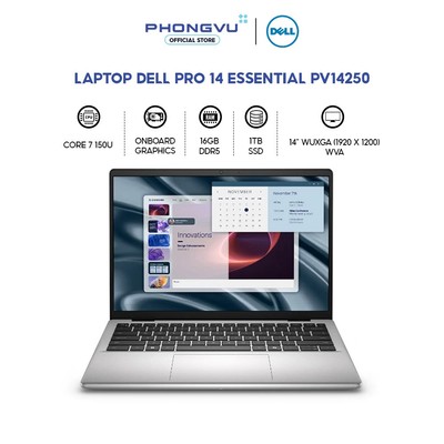 Laptop Dell Pro 14 Essential PV14250 (Core 7 150U/ 16GB/ 1TB/ Unbuntu) - Bảo hành 24 tháng