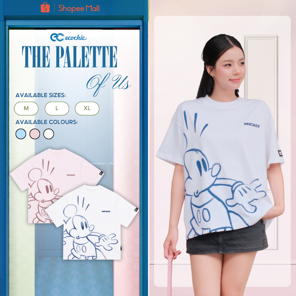 [LIVE KOL] Áo Phông Boxy ECOCHIC TS028A Hình In MICKEY Chính Hãng Bản Quyền Disney Chất Liệu Mềm Mịn