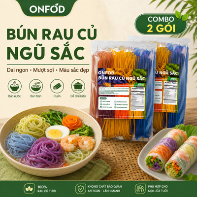 COMBO 2 Gói Bún Gạo Lứt Rau Củ Ngũ Sắc ONFOD ăn kiêng giảm cân cho bé ăn dặm eat clean