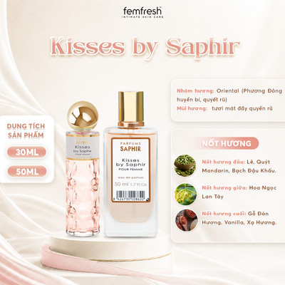 Nước Hoa Nữ Saphir Parfums Kisses by Saphir Pour Femme Hương Phương Đông Quyến Rũ Lưu Hương 30ml/50ml