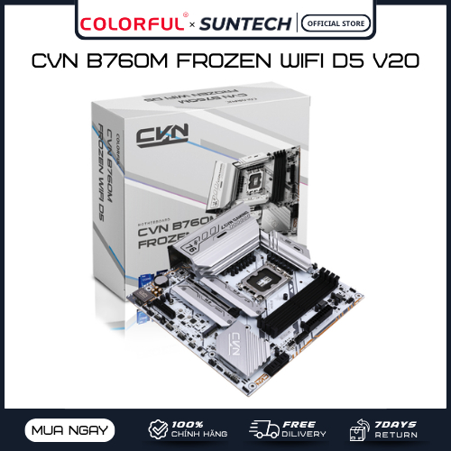 Mainboard COLORFUL CVN B760M FROZEN WIFI D5 V20 | Intel B760, LGA 1700, Full White, DDR5, Wi-Fi 6, Đ