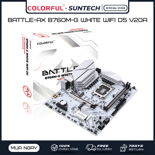Mainboard COLORFUL BATTLE-AX B760M-G WHITE WIFI D5 V20A | Intel B760, LGA 1700, Full White, DDR5, Wi