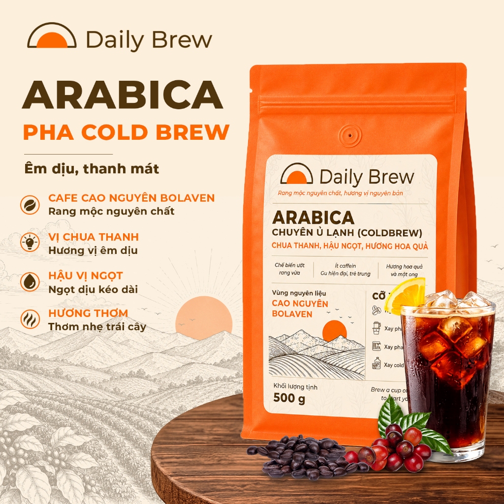 Cà phê Arabica Chuyên Ủ Lanh Cold Brew Nguyên Chất 100 % – Cafe Ủ Lạnh Vị Chua Thanh, Ngọt Hậu - Dai