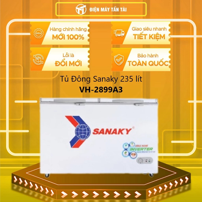 (HCM) - VH-2899A3 - Tủ Đông Sanaky 235 lít VH-2899A3 1 ngăn đông 2 cánh