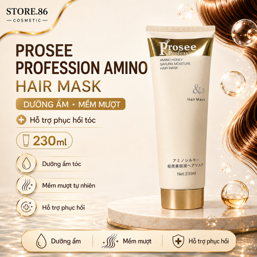 Hấp Prosee Profession Amino honey Sakura Moisture Hair Mask &3 PT1/PT2  230ml