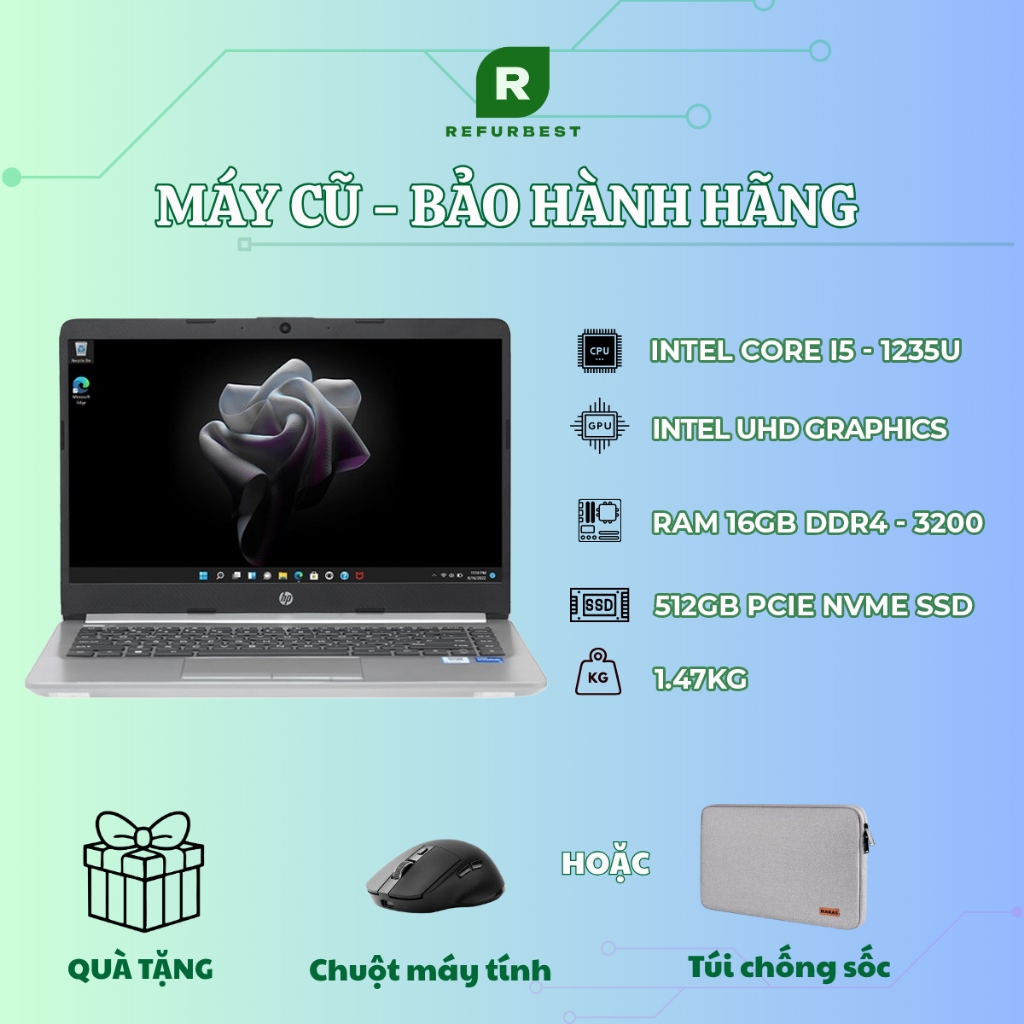 [Máy cũ] - [Trả bảo hành] HP 240 G9 i5 1235U/16GB/512GB/14"F/(AG2J7AT) (Bạc)