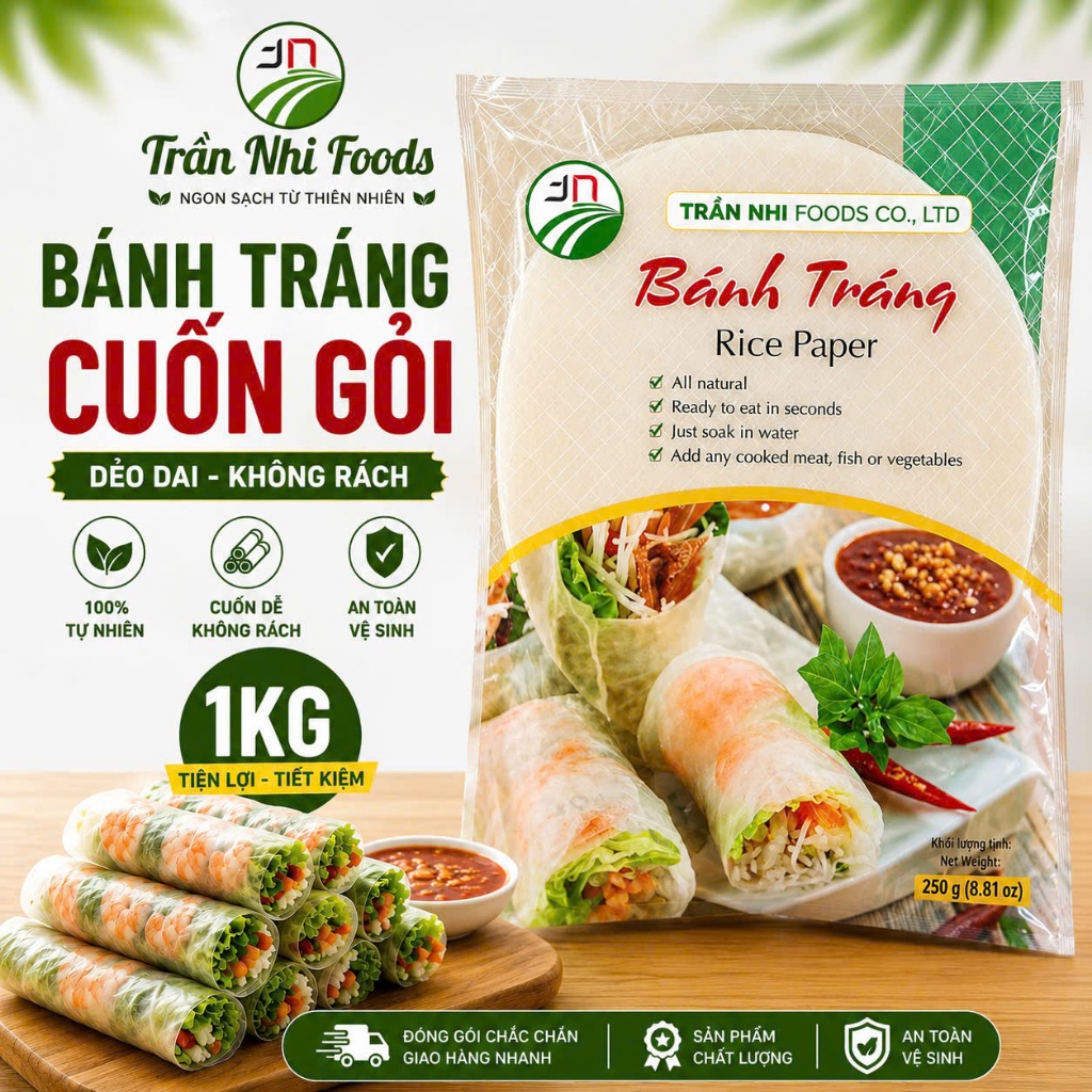 Bánh Tráng Cuốn Gỏi Cuốn 1Kg Size 16cm 22cm 32cm Dẻo Dai – Trần Nhi Foods
