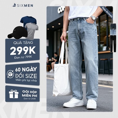 [NEW] Quần jeans nam ống suông SIXMEN, chất Jeans cao cấp, phom Straight thoải mái, dễ mặc dễ phối