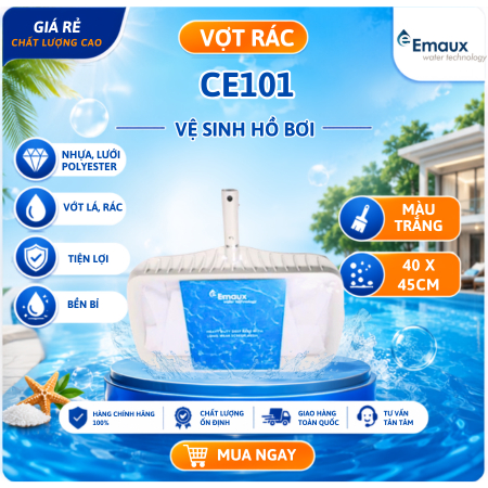 Vợt Vớt Rác Hồ Bơi Emaux, Vợt Vớt Rác Bể Bơi Bằng Nhựa Chắn Chắn - CE101
