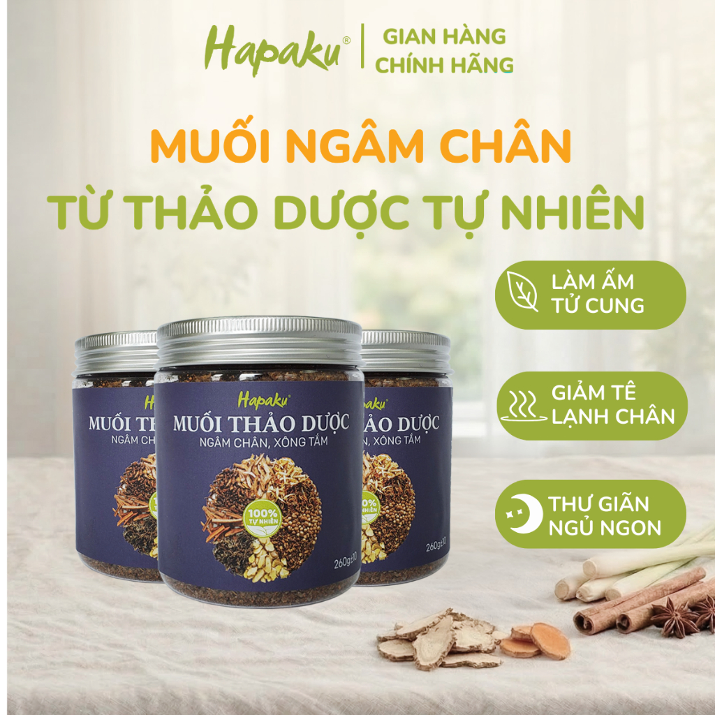 Muối Ngâm Chân Thảo Dược Hapaku, Giảm Tê Bì Chân Tay, Thảo Dược Ngâm Chân Ấm Tử Cung, Ngâm Chân IVF