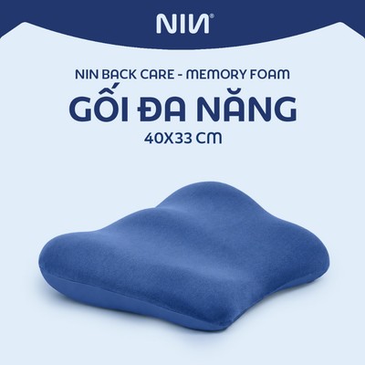 Gối Tựa Lưng NIN BackCare 45x25cm Memory Foam Hỗ Trợ Cột Sống Êm Ái