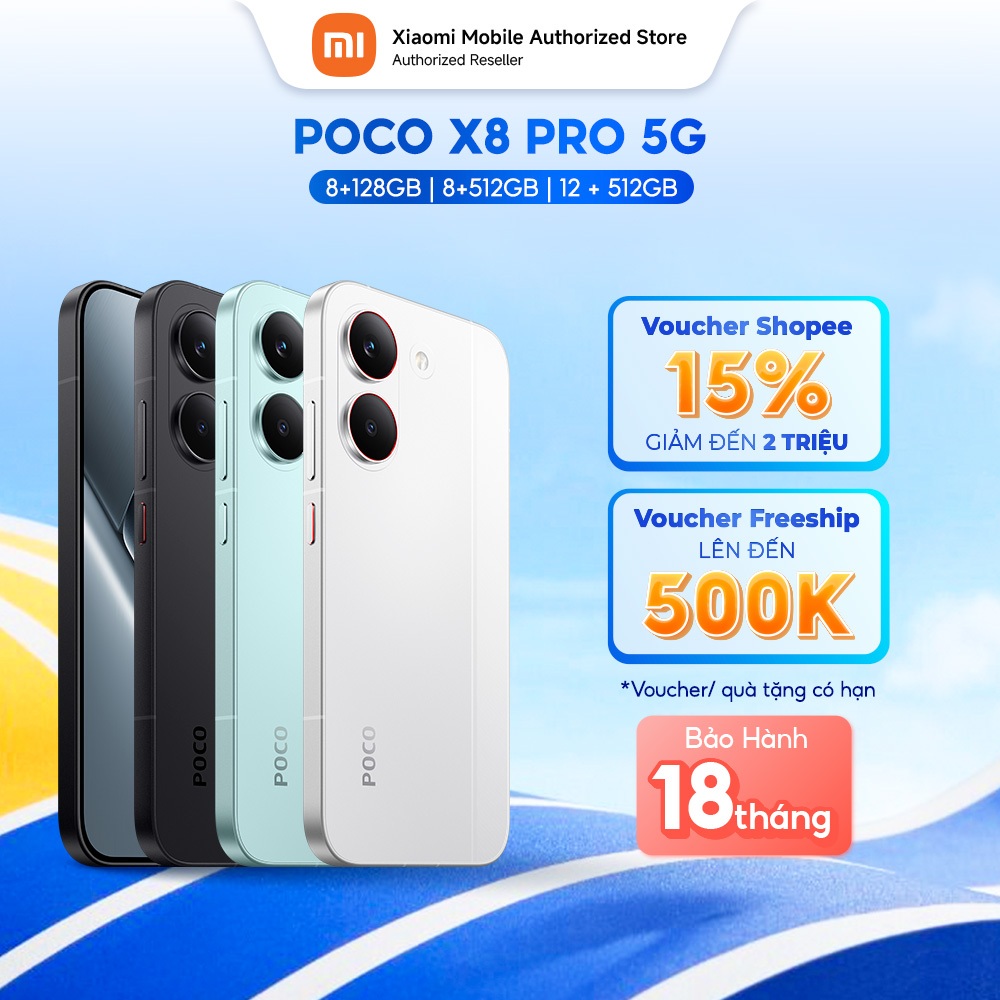 Điện thoại POCO X8 Pro 5G (8+256GB| 8+512GB| 12+512GB) | Màn 6.59" 1,5K 120Hz | D8500U | 50MP