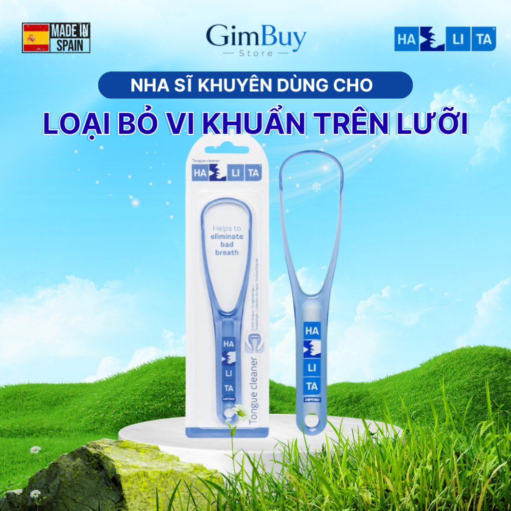 Cây Cạo Lưỡi Halita Tongue Cleaner - Dụng Cụ Vệ Sinh Làm Sạch Mảng Bám Lưỡi, Giữ Hơi Thở Thơm Mát