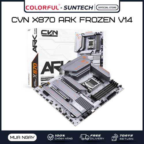 Mainboard COLORFUL CVN X870 ARK FROZEN V14 | AMD X870, Socket AM5, Full White, PCIe 5.0, Wi-Fi 7, Đỉ