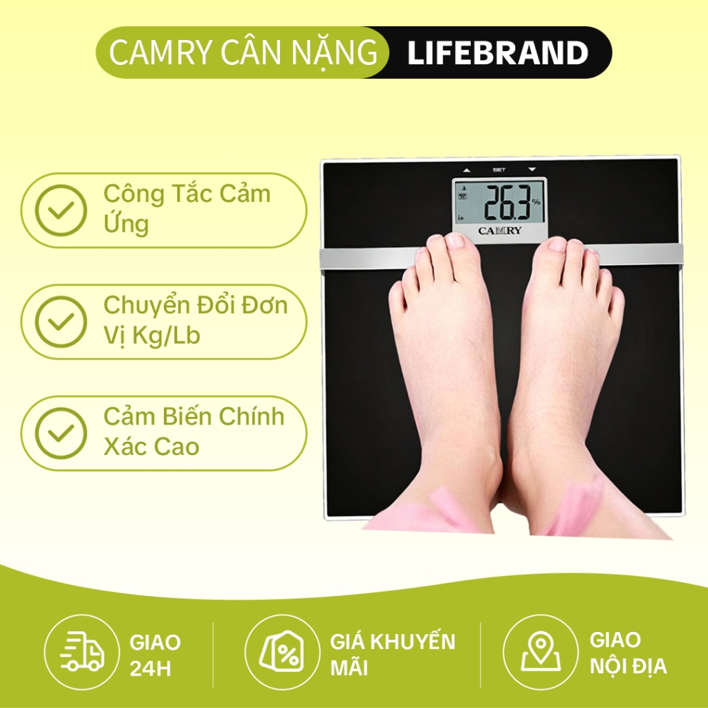 Camry Điện Tử Quy Mô Kg/Lb Đơn Vị Chuyển Đổi Độ Chính Xác Cao Cảm Biến Trọng Lượng Cơ Thể Quy Mô Cho