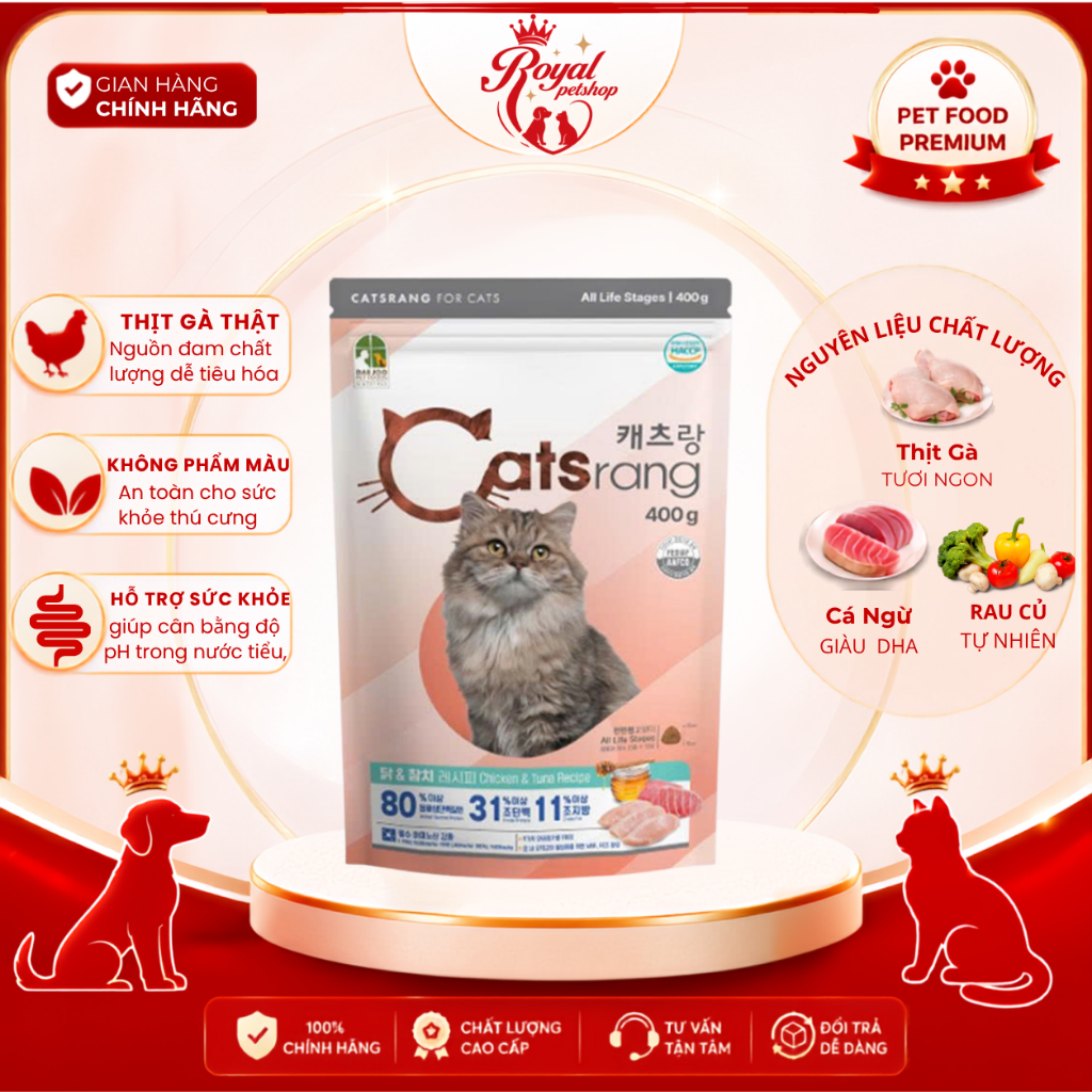 [Catsrang 400gr] Thức ăn hạt khô cho mèo mọi lứa tuổi [400g]