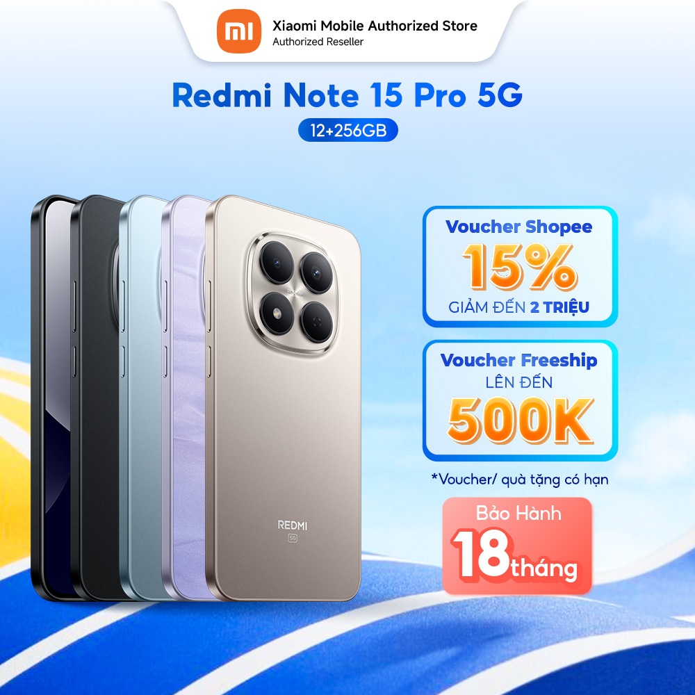 Điện thoại Redmi Note 15 Pro 5G (12+256GB) | Màn 6.83" 1.5K | MTD 7400-Ultra | Camera 200MP | Chống 
