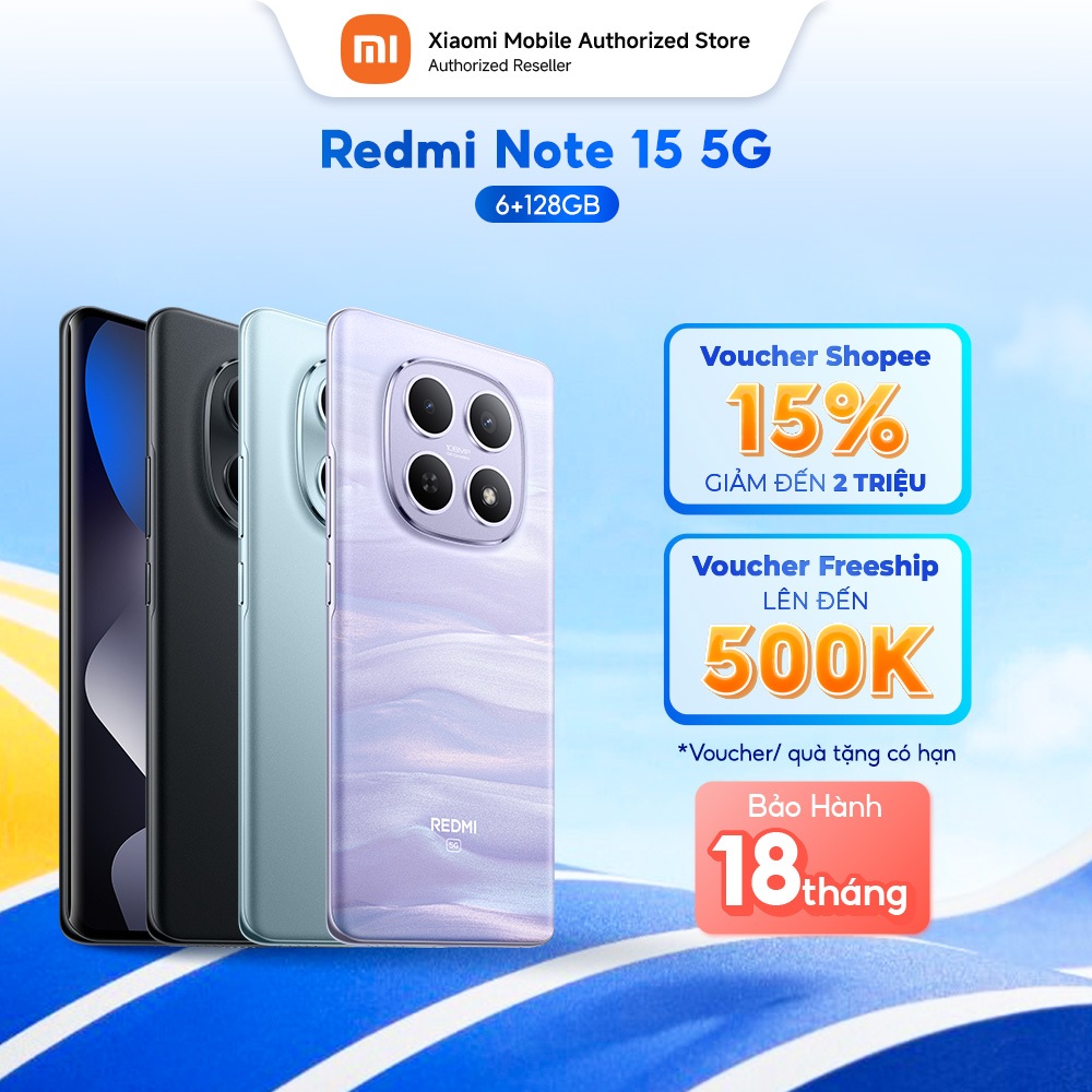 [Livestream] Điện thoại Redmi Note 15 5G (6+128GB) | Màn hình 6,77" FHD+ | Snapdragon® 6 Gen 3 | Camera nét 108MP