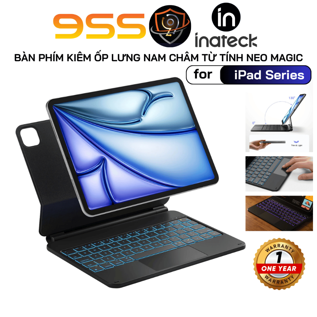 Bao Da Từ Tính Kiêm Bàn Phím inateck Neo Magic Cho iPad Air 7/6/5/4 / iPad Pro 11-inch 4/3/2/1 / iPa