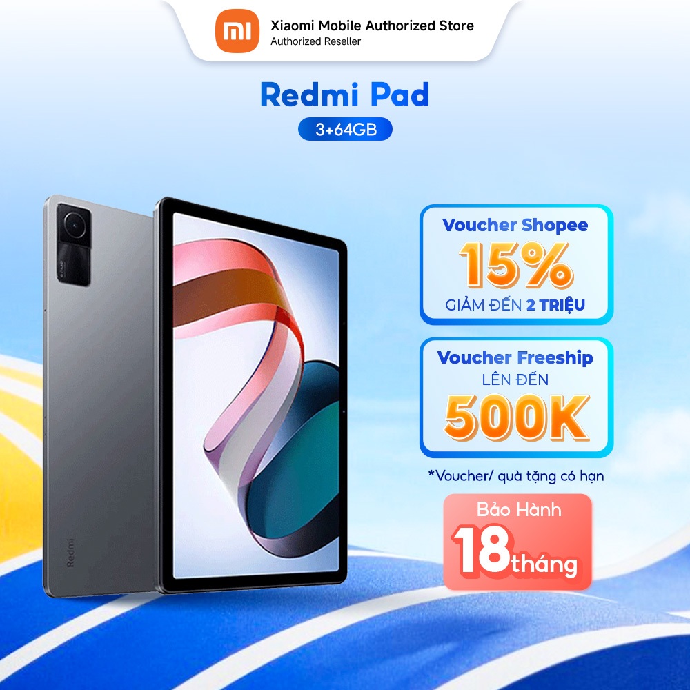 Máy tính bảng Redmi Pad (3+64GB) | Màn hình LCD IPS 10.61" 90Hz 2K | MediaTek Helio G99 | Pin 8000mA