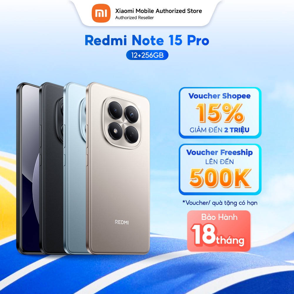 Điện thoại Redmi Note 15 Pro (12+256GB) | Màn 6,77" FHD+ bảo vệ mắt | MTK Helio G200-Ultra | Camera 200MP | 6500mAh