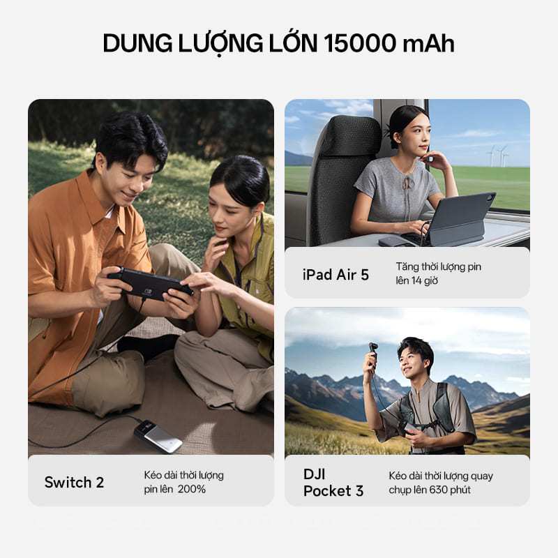 CUKTECH 15 AIR Sạc Di Động 2C1A | Công Suất 100W Max | Dung Lượng 15.000mAh | Bảo Hành 18 Tháng PB150S | BigBuy360 - bigbuy360.vn