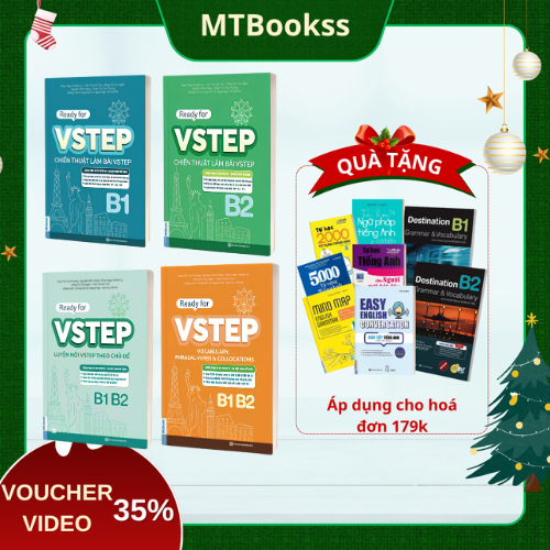 Combo Sách - Luyện Thi Vstep - Ready For VSTEP B1,B2 - Chiến Thuật Làm Bài Và Tổng Hợp Từ Vựng Luyện
