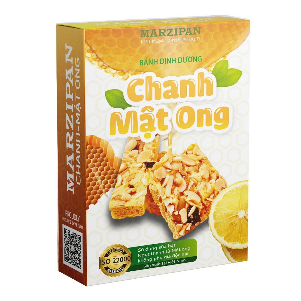 Bánh Dinh Dưỡng Marzipan Chanh Mật Ong Healthy Granola - Snack Healthy Ăn Kiêng 8 Thanh 72g