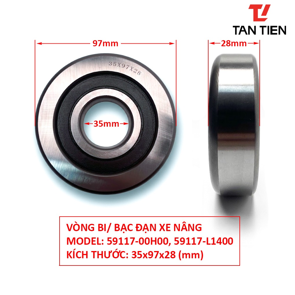 Vòng bi, Bạc đan xe nâng 35x97x28 (mm), 59117-00H00, 59117-20H10, 59117-L1400, 7C2SX07A47, DG3597GB,