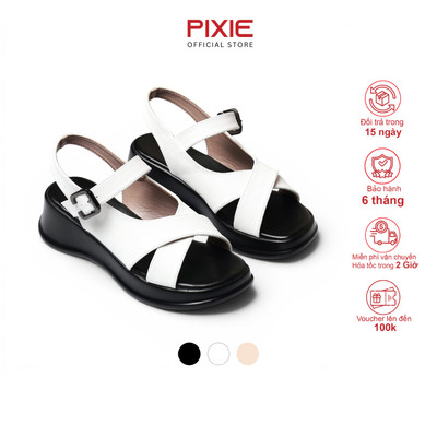 Giày Sandal Đế xuồng Da PU Cao 5cm Hở Mũi Pixie H363