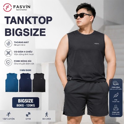 Áo Thun Ba Lỗ Thể Thao Nam Fasvin Bigsize SN26216.HN Vải COOLMAX Co Giãn Mềm Mát Thoải Mái Vận Động