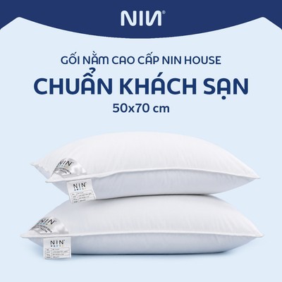Ruột Gối Nằm Cao Cấp NIN House | 70x50cm | Vỏ Bọc Gối 100% Cotton Sateen, Ruột gối 100% Gòn Micro Siêu Mịn
