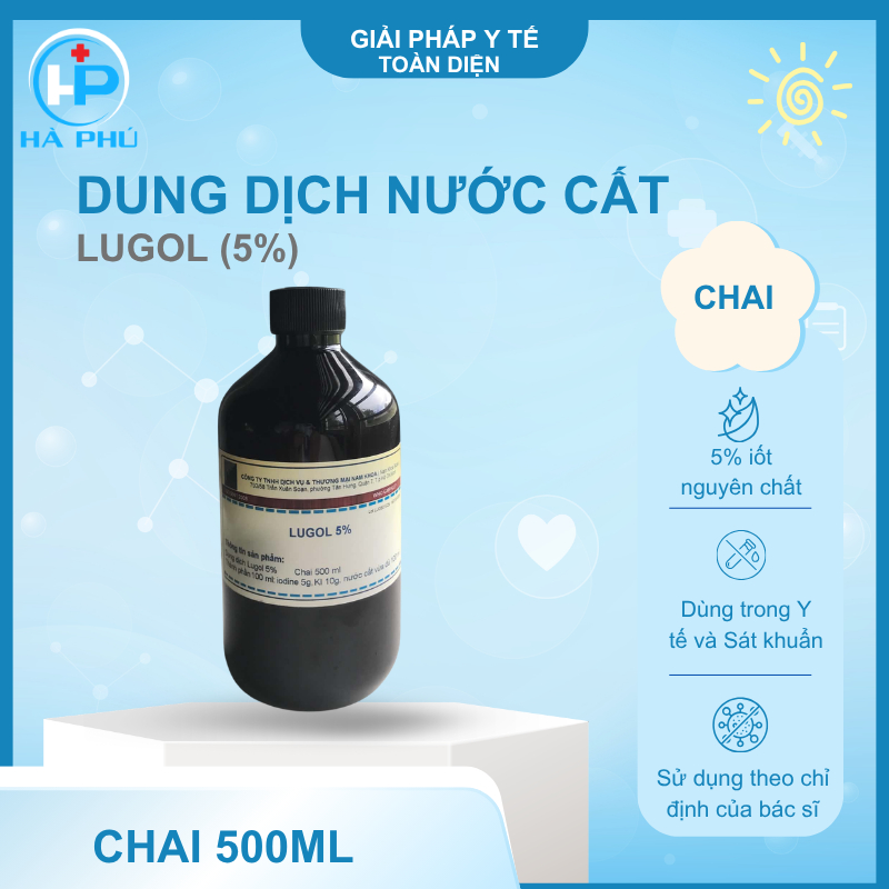 Dung Dịch nước cất LuGol (5%) chai 500ml