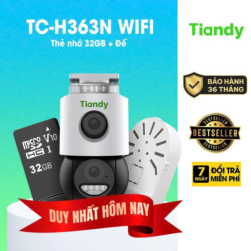 Camera IP WIFI 2 Ống Kính  hồng ngoại 6.0 Megapixel TIANDY TC-H363N THẺ NHỚ 32GB - BẢO HÀNH CHÍNH HÃ