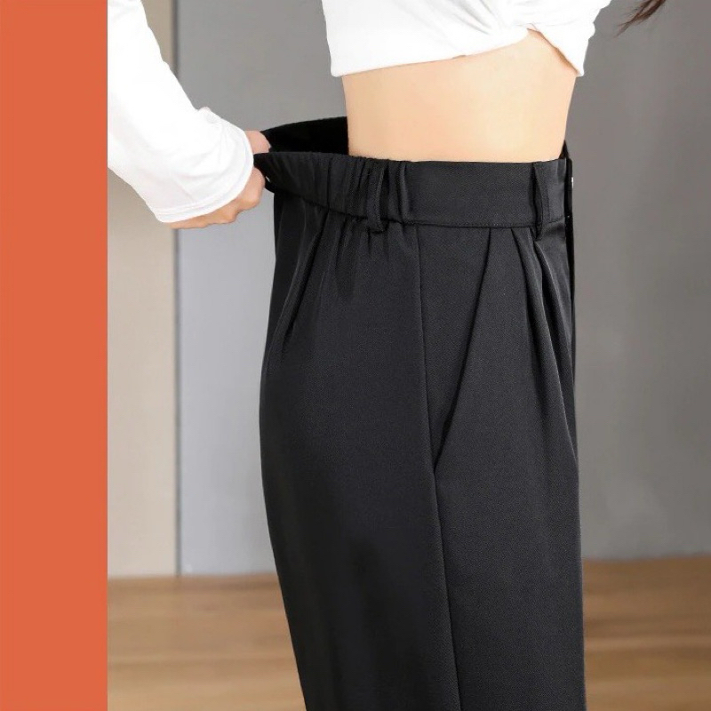 [Combo 2 quần] Quần tây nữ ống suông lưng chun cạp cao khóa trước Dáng Dài 100cm cạp bản to 7cm lưng cao siêu tôn dáng | BigBuy360 - bigbuy360.vn