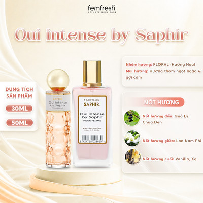 Nước Hoa Nữ Saphir Parfums Oui Intense by Saphir Pour Femme Hương Hoa Ngọt Ngào Gợi Cảm Lưu Hương 30ml/50ml
