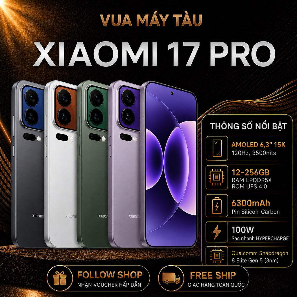 Điện thoại Xiaomi 17 Pro 5G (bản Nội Địa) Ram 12-256gb Fullbox - Đẹp 99%.